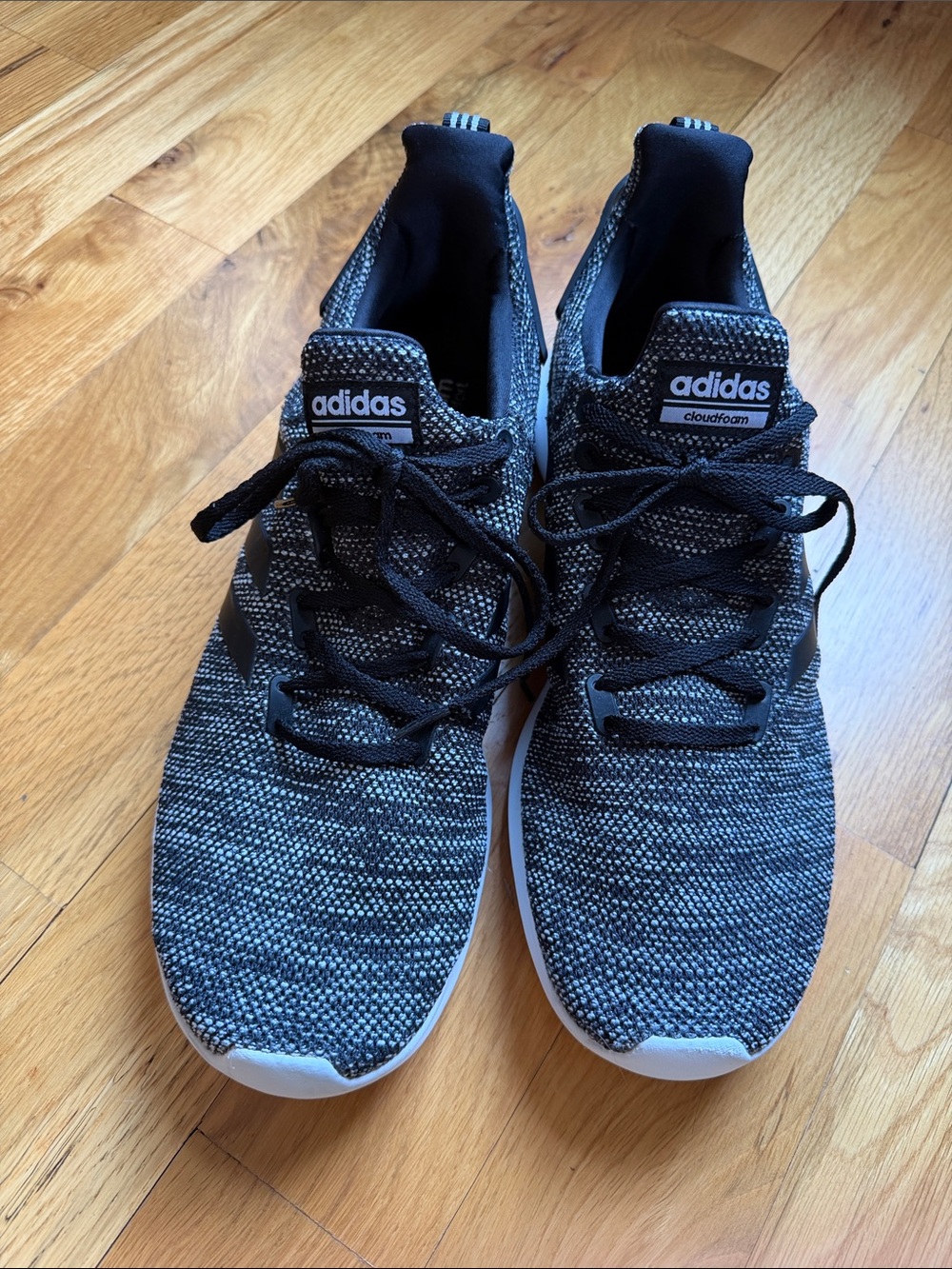 adidas Mens Cloudfoam Knit Sneakers - Black & Gray | US M 13